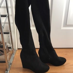 BLACK OVER THE KNEE SOCK BOOTIES